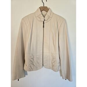 Vintage Marvin Richards Cream Genuine Leather Zip Jacket Size L